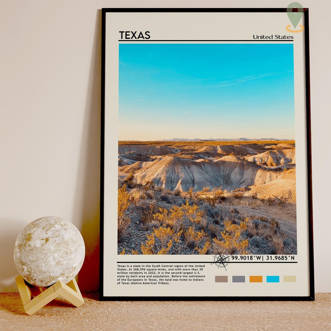 Texas USA Vast Desert Canyon Sunset Landscape Photo Art Poster - Image 2
