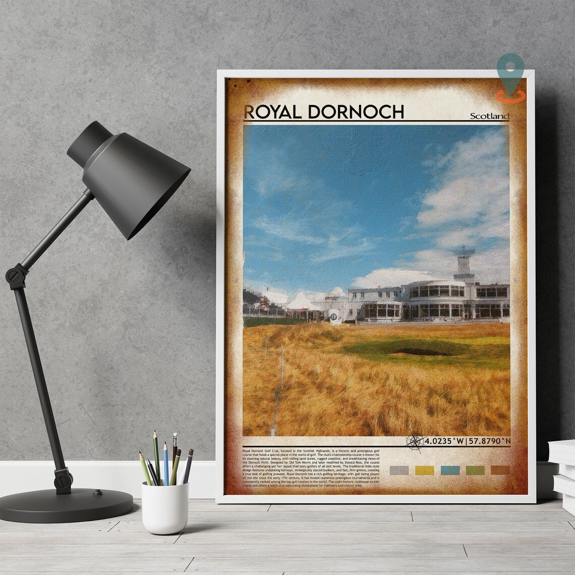 Royal Dornoch Golf Club Scotland Golden Links Course Art Poster - Image 4