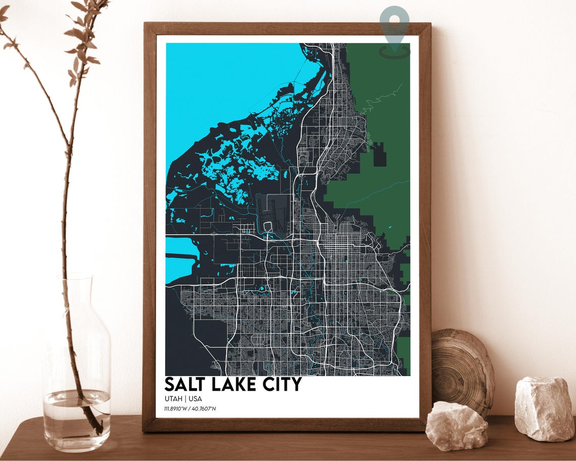 Salt Lake City Map Poster Salt Lake City Map Print Salt Lake City Personalized Map Art Salt Lake City Travel Poster Salt Lake City Utah