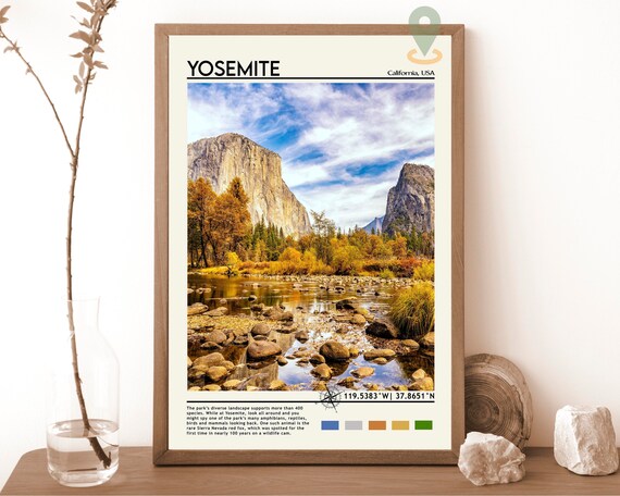 Yosemite California El Capitan Autumn Valley River Scenic Poster