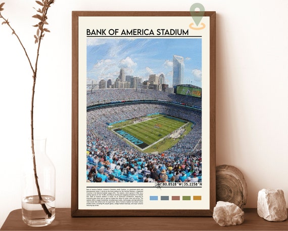 Bank Of America Stadium Art Print Panthers Football Stadium Football Field Decoration Gift Watercolor Decor Football Poster Print