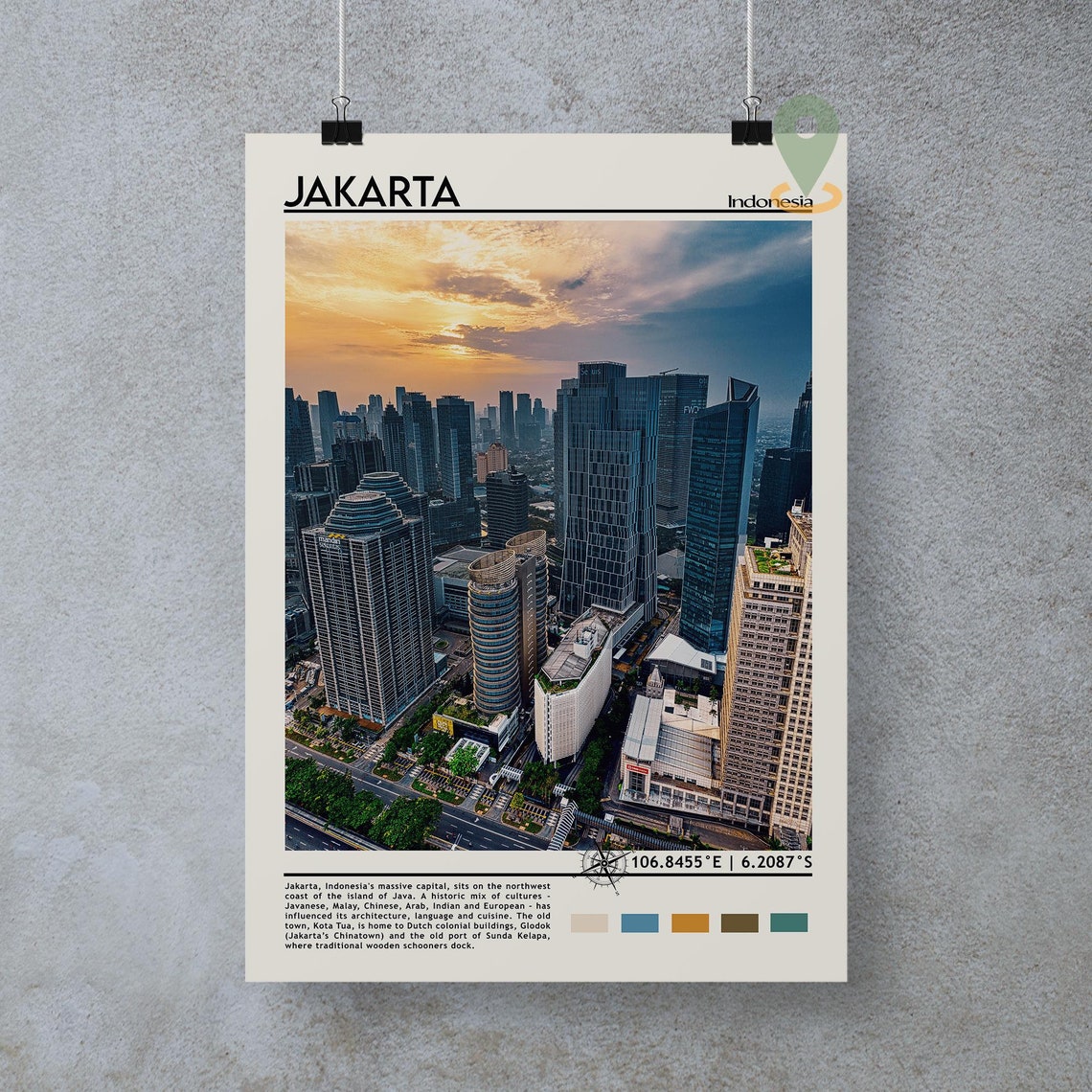 Jakarta Print Jakarta Art Jakarta Poster Jakarta Photo Jakarta Poster Print Jakarta Painting Indonesia Travel Poster Vintage Poster - Image 3