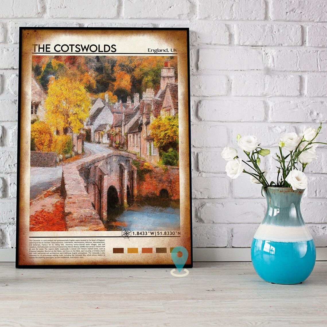 The Cotswolds England Autumn Village Stone Bridge Travel Poster - Image 4