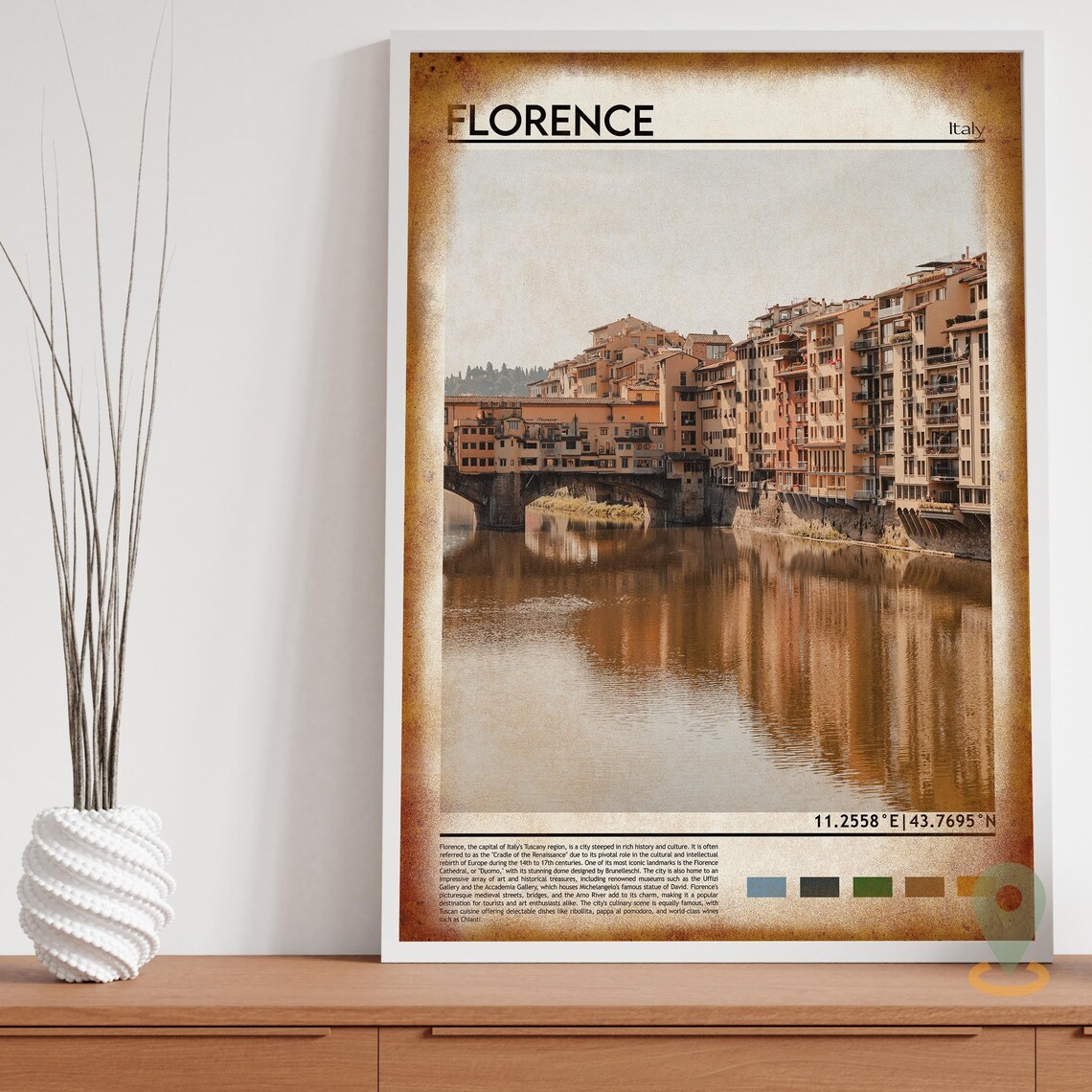 Florence Italy Ponte Vecchio Arno River Historic City Poster - Image 3