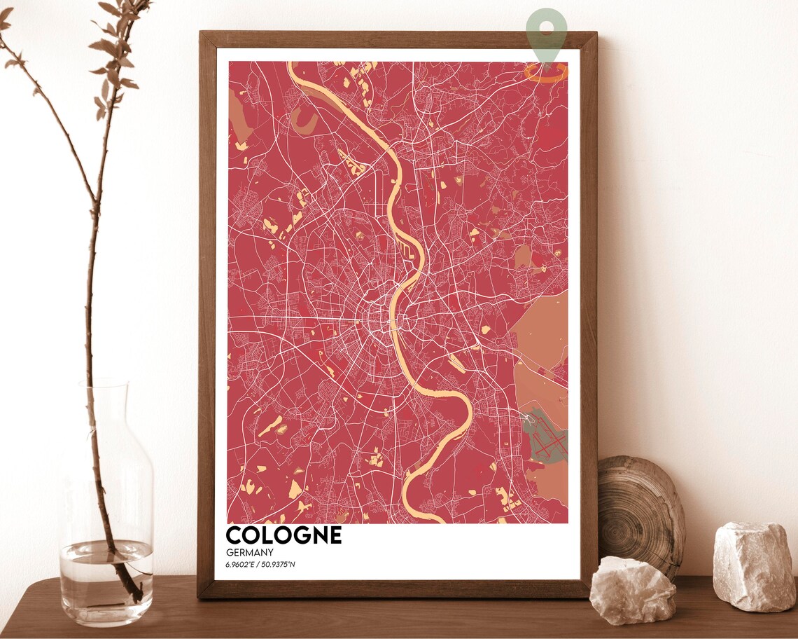 Cologne Germany Rhine City Street Map Modern Art Print for Rhine River Fans - Image 3