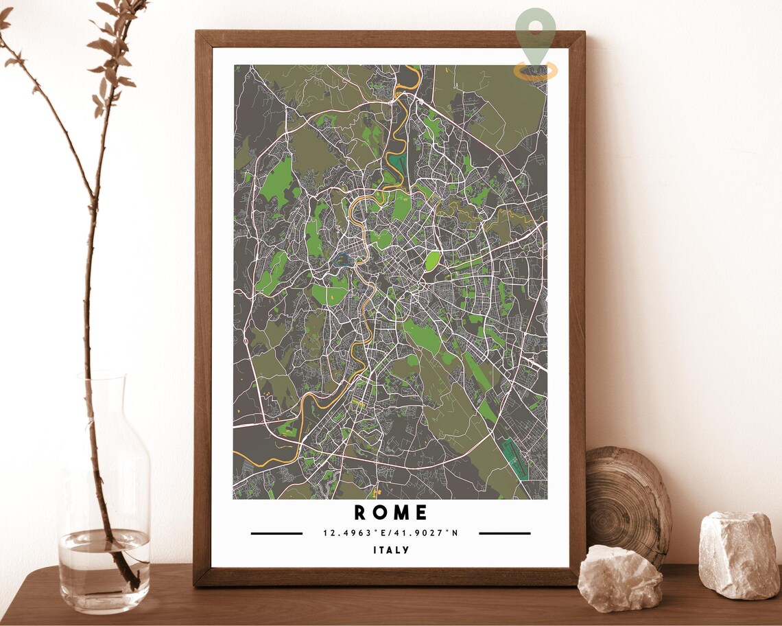 Rome Italy Street Map Dark Blue Minimalist Cartography Poster - Image 4