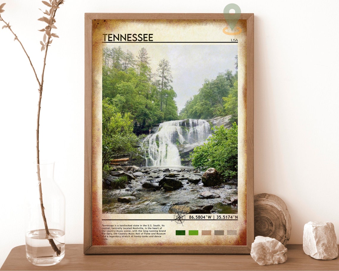 Tennessee USA Forest Waterfall Cascade Nature Photo Travel Poster - Image 6