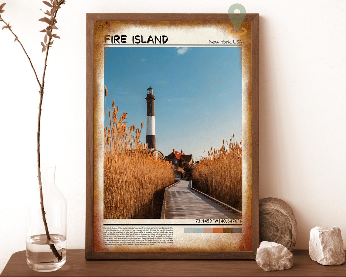 Fire Island New York Lighthouse Boardwalk Sunset Travel Poster - Image 6