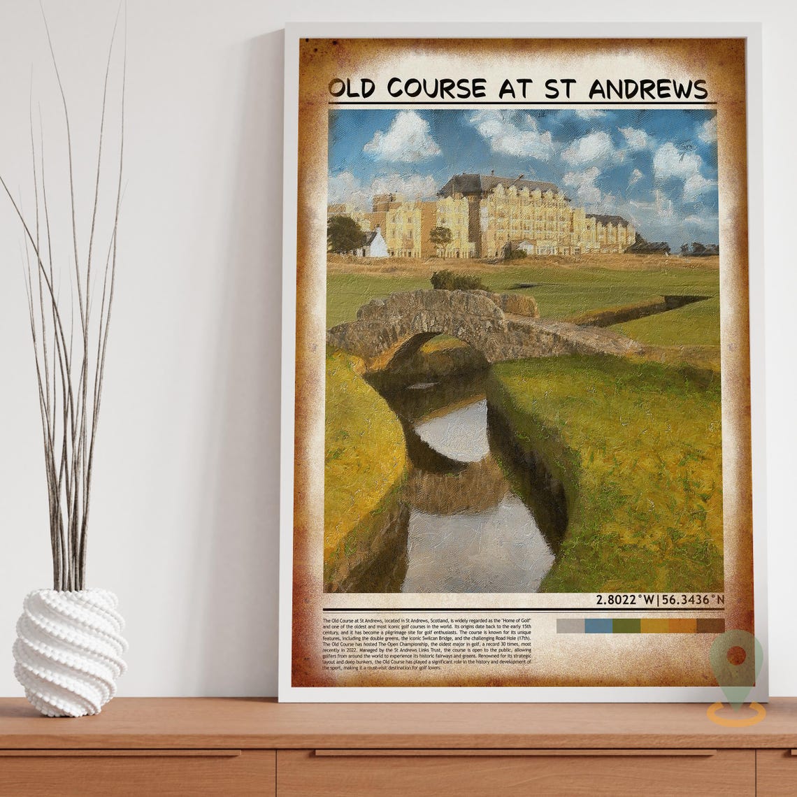 Old Course St Andrews Swilcan Bridge Burn Reflection Poster Art - Image 3