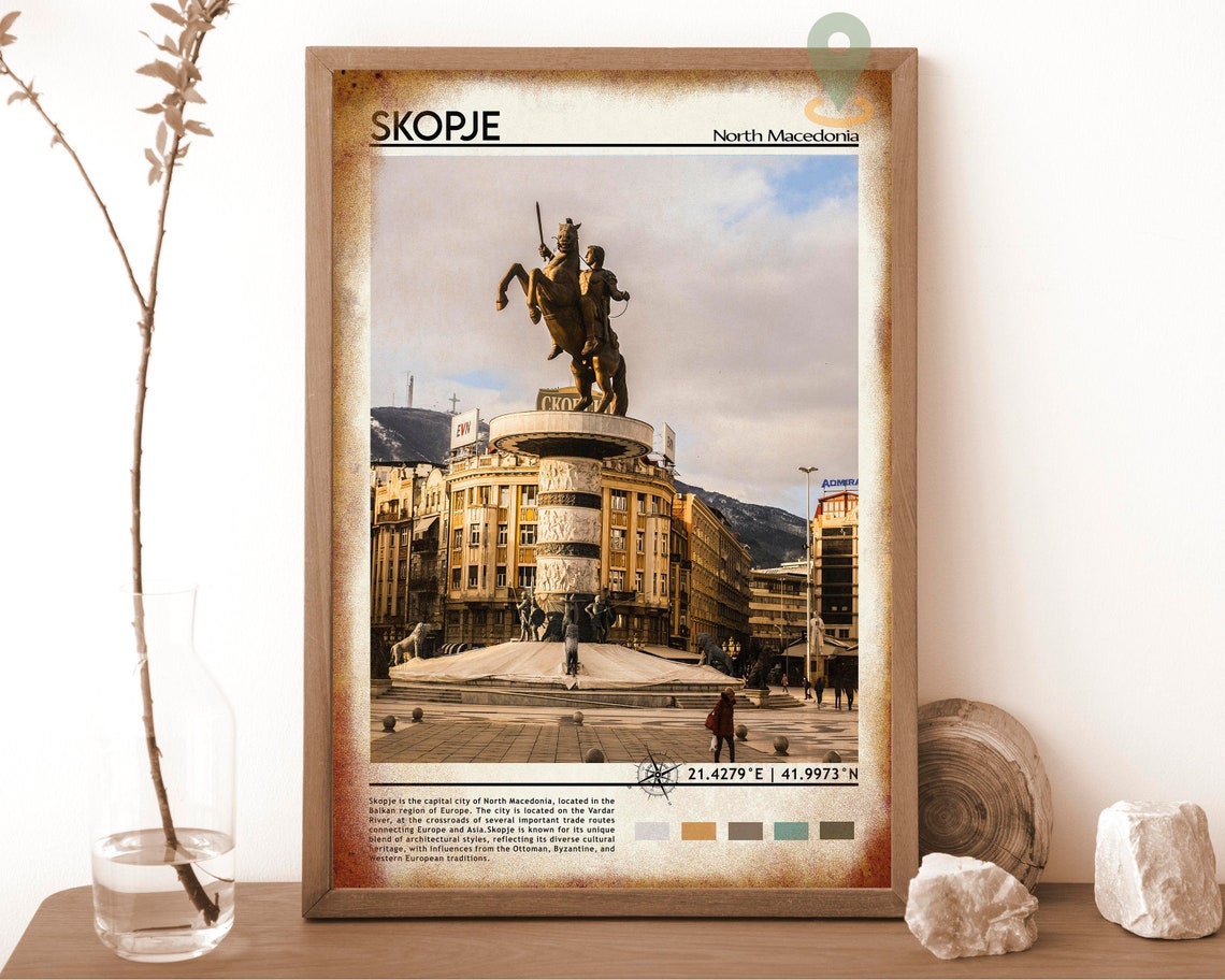 Skopje Print Skopje Art Skopje Poster Skopje Photo Skopje Poster Print Skopje Painting North Macedonia Travel Poster Vintage Poster - Image 6