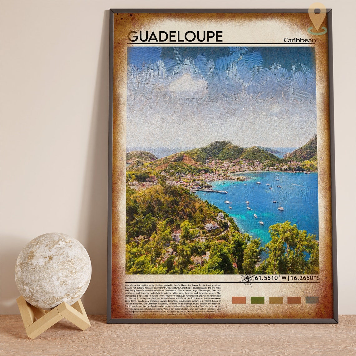Guadeloupe Print Guadeloupe Poster Guadeloupe Wall Art Guadeloupe Travel Print Guadeloupe Art Print Guadeloupe Artwork Caribbean Print - Image 4