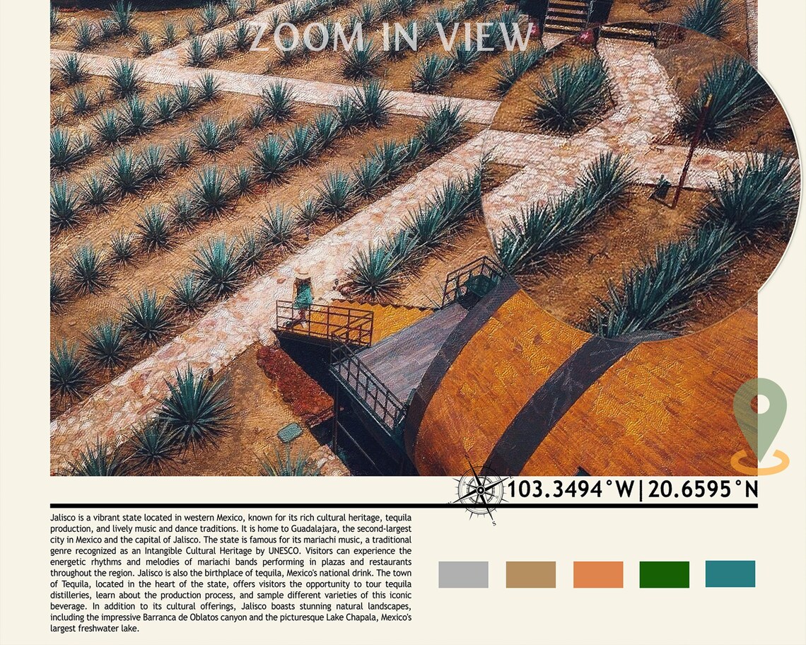 Jalisco Mexico Agave Fields Tequila Barrels Region Travel Poster - Image 4