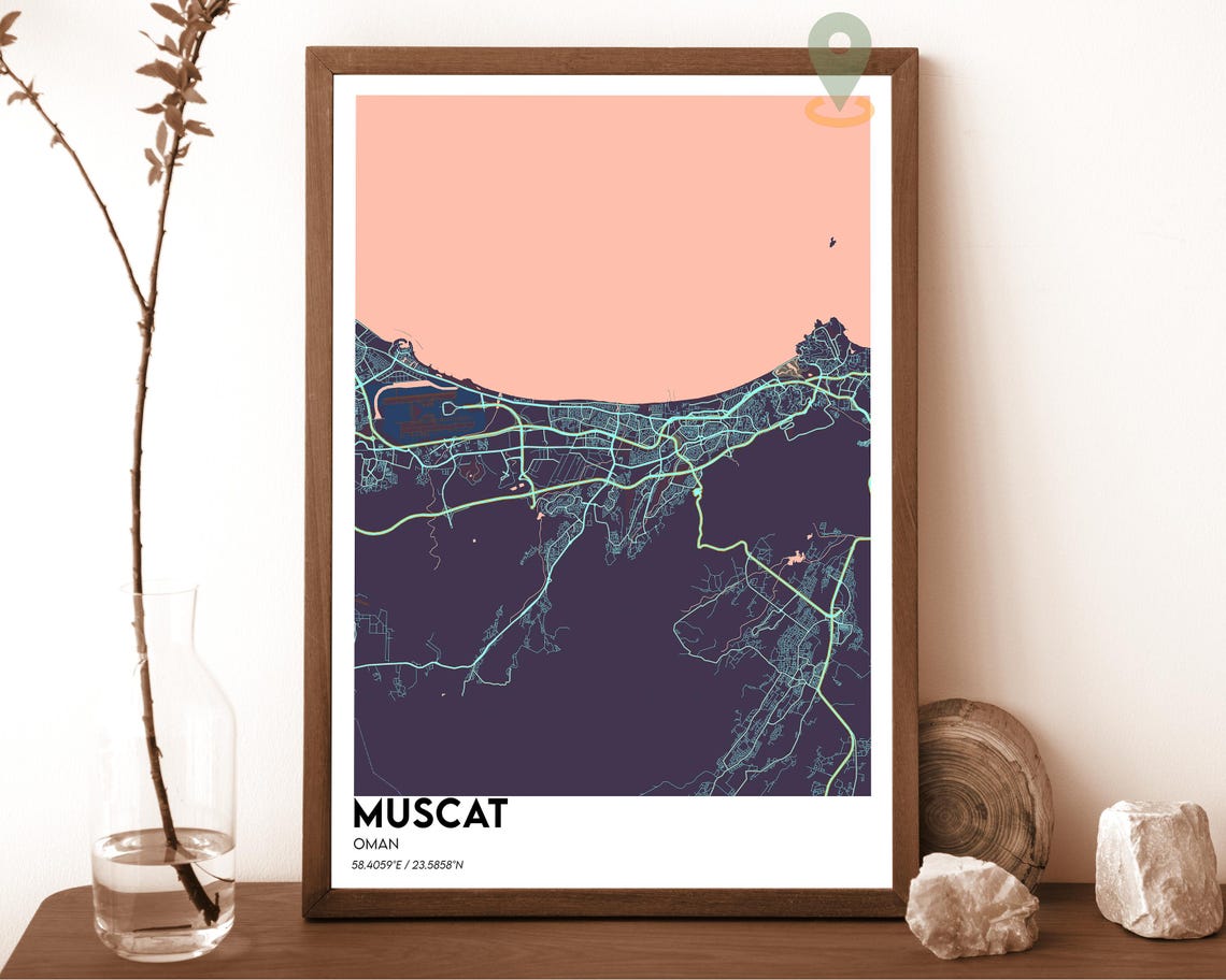 Muscat Map Muscat Map Print Muscat Wall Art Muscat Travel Poster Muscat Poster Muscat Photo Muscat City Map Muscat Oman Poster - Image 3