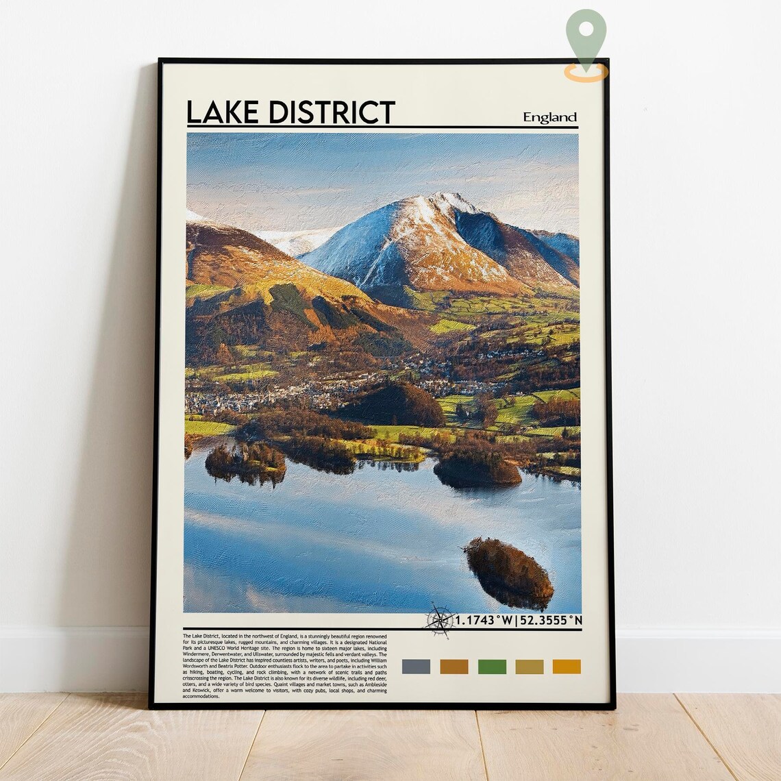 Lake District England Scenic Lakes Mountains Landscape Travel Print - Image 2