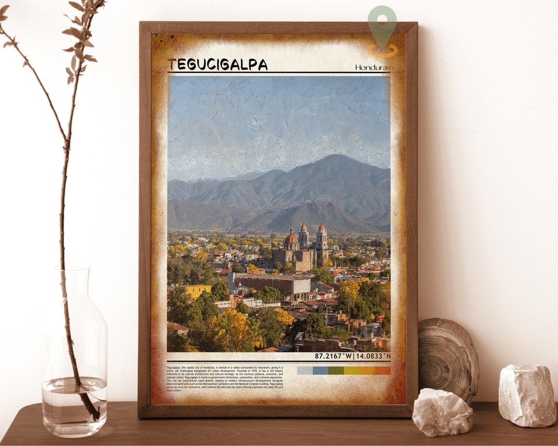 Tegucigalpa Honduras Cathedral Domes Mountain Cityscape Poster - Image 6