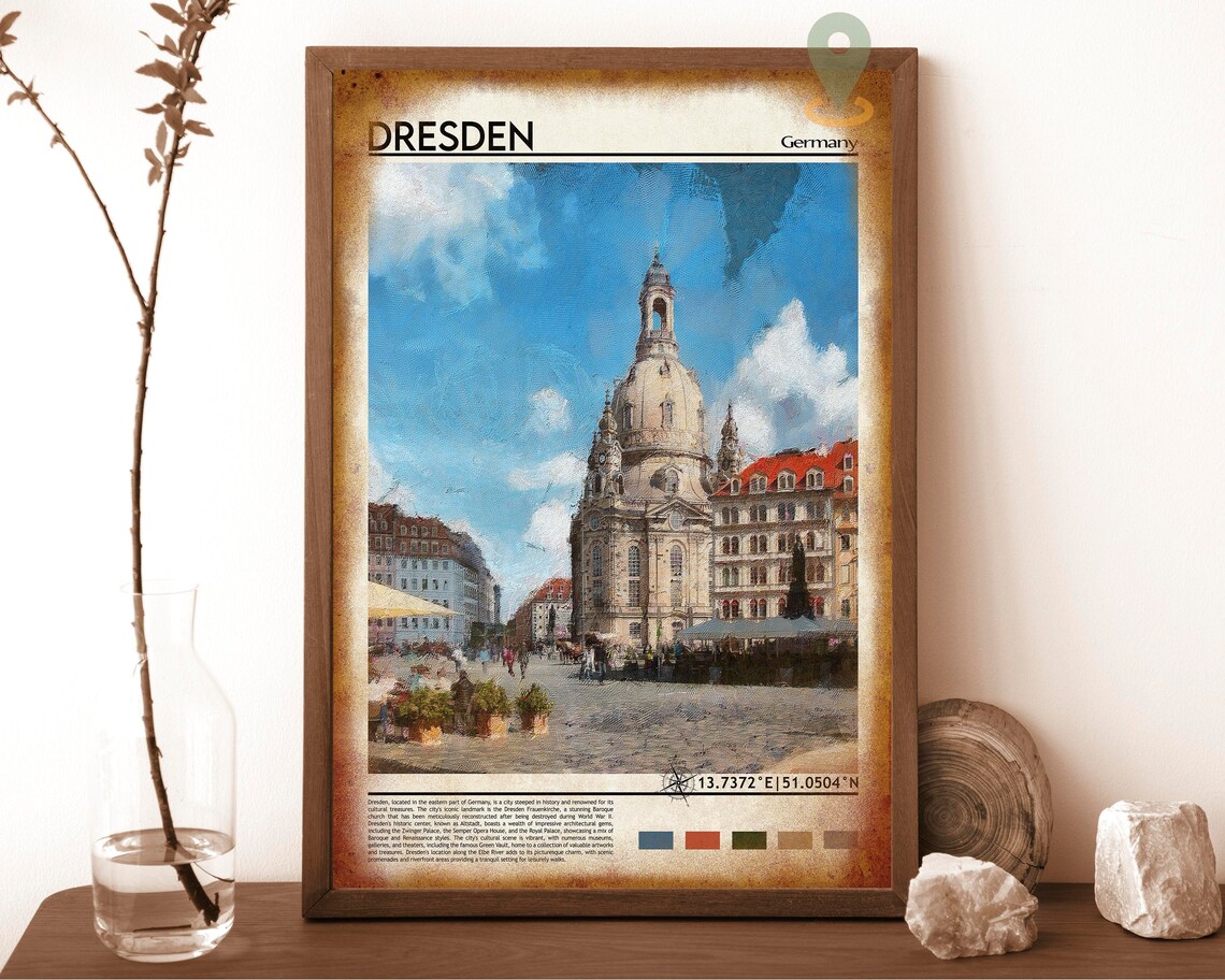 Dresden Germany Frauenkirche Baroque Dome City Square Travel Poster - Image 6