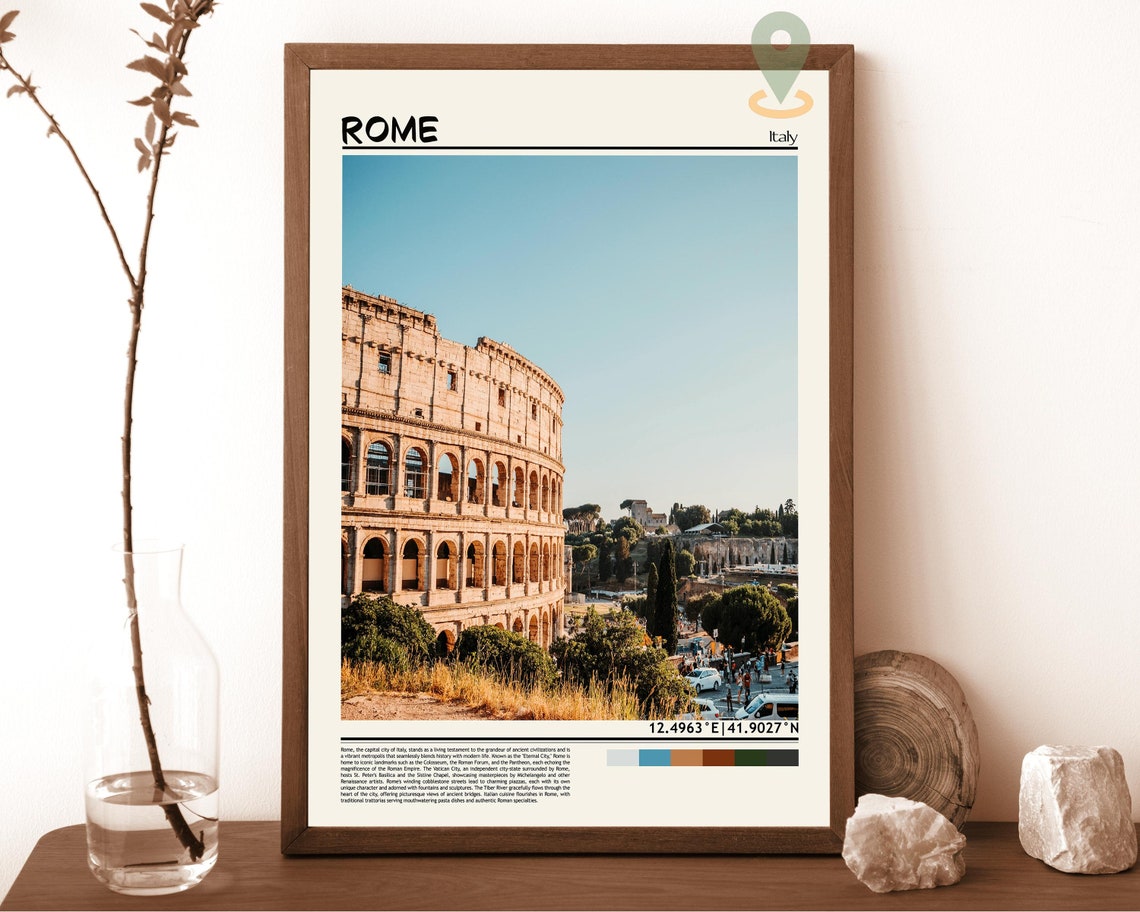 Rome Italy Colosseum Ancient Amphitheater Golden Hour Poster