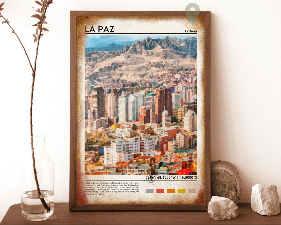 La Paz Print La Paz Photo La Paz Poster La Paz Painting La Paz Art Work La Paz City Bolivia Poster La Paz Gift La Paz Art Print - Image 6