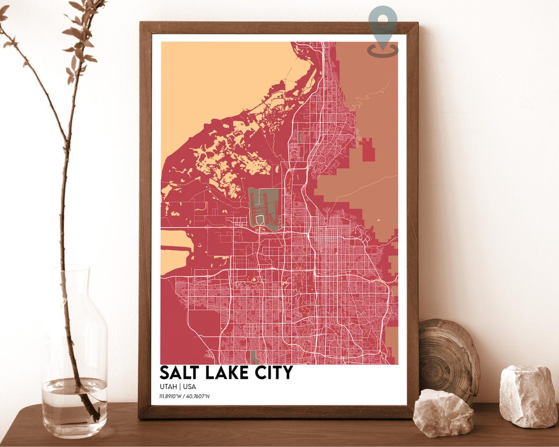 Salt Lake City Map Poster Salt Lake City Map Print Salt Lake City Personalized Map Art Salt Lake City Travel Poster Salt Lake City Utah - Image 4
