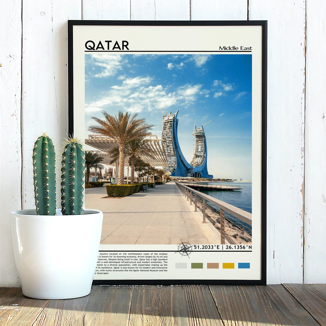 Qatar Lusail Marina Promenade Skyline Travel Poster Middle East - Image 2