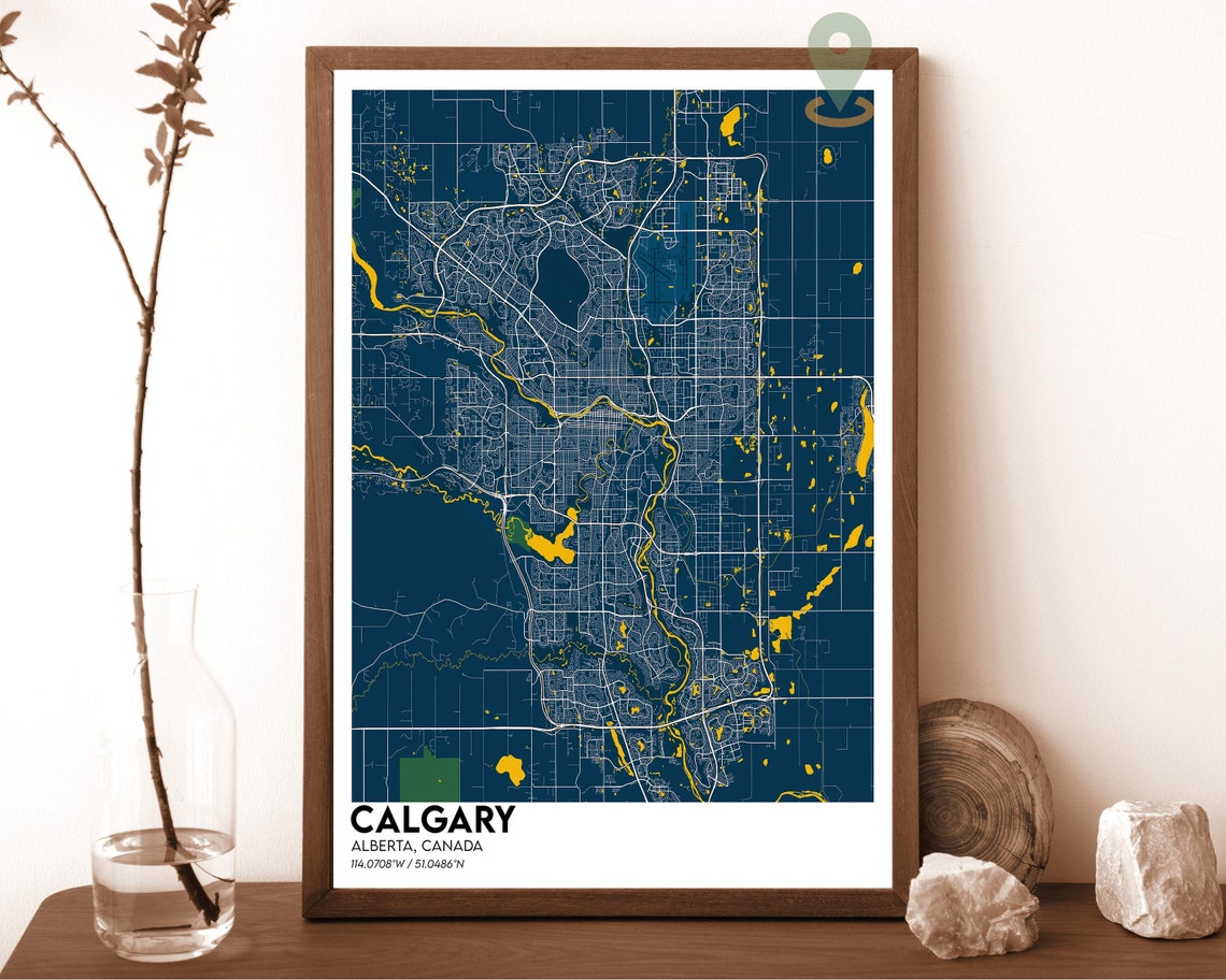 Calgary Alberta Canada City Map Art Poster Beige Modern Wall Decor - Image 6