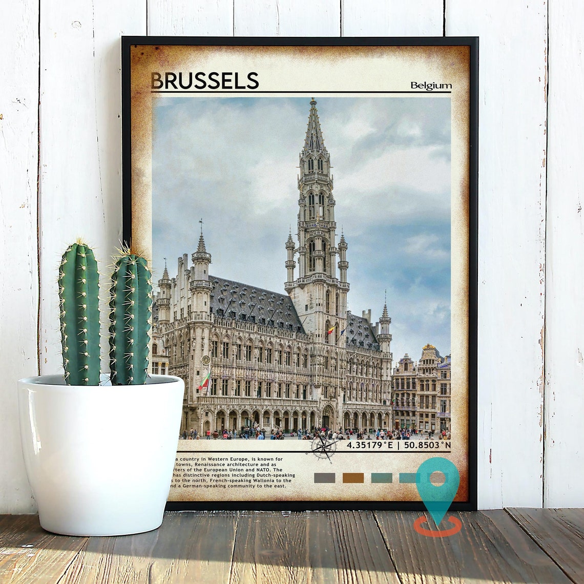 Brussels Belgium Grand Place Gothic Town Hall Landmark Poster - Image 5