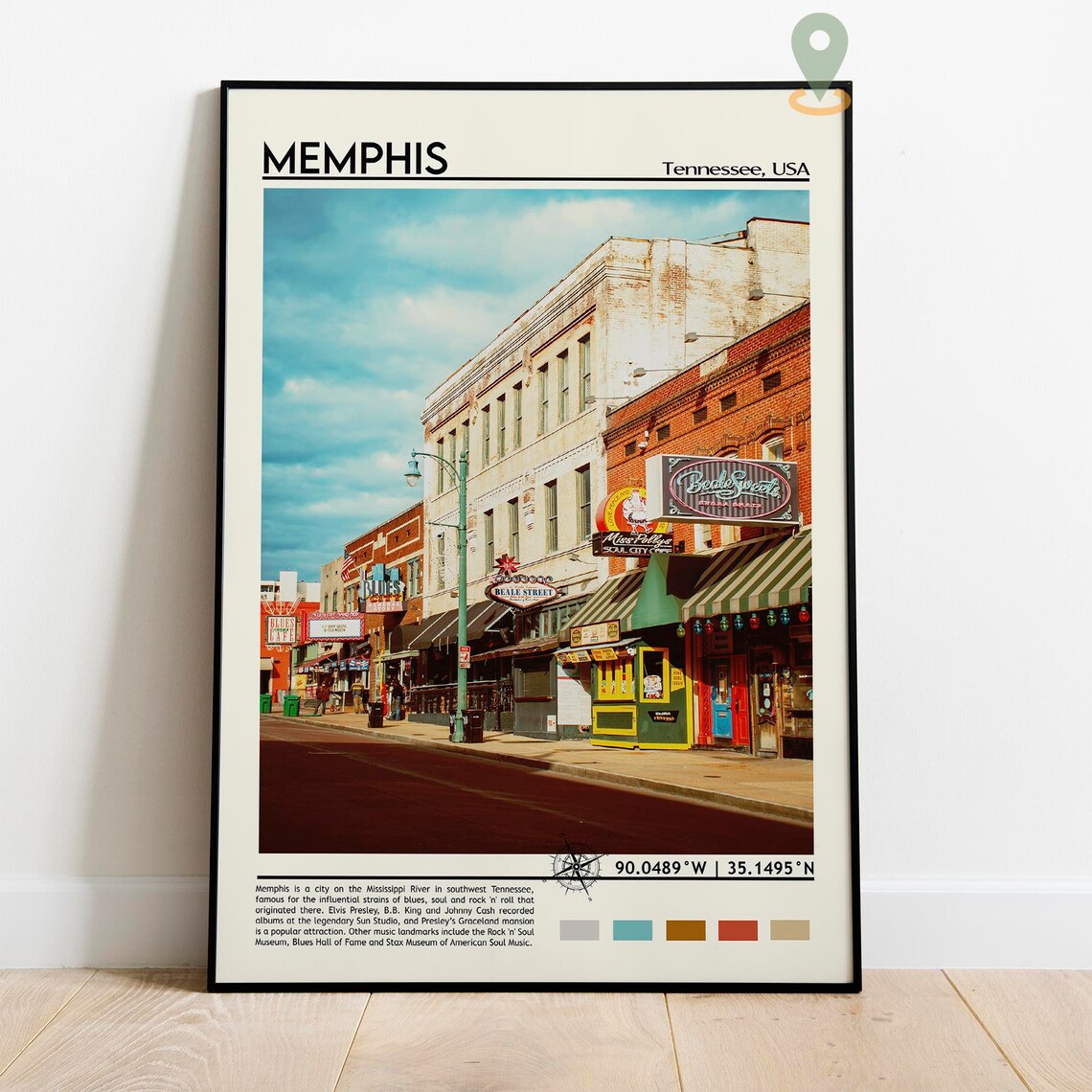 Memphis Tennessee USA Beale Street Blues Music Scene Travel Poster - Image 5