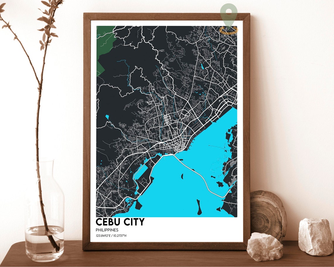 Cebu City Philippines Red Coastal Modern City Street Map Poster - Image 6