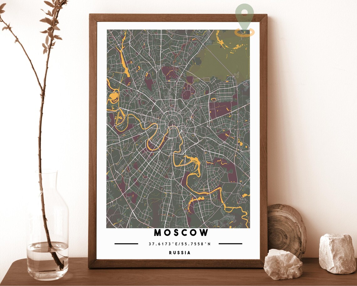 Moscow Russia City Street Map Cream Modern Art Print for Vintage Map Lovers - Image 5