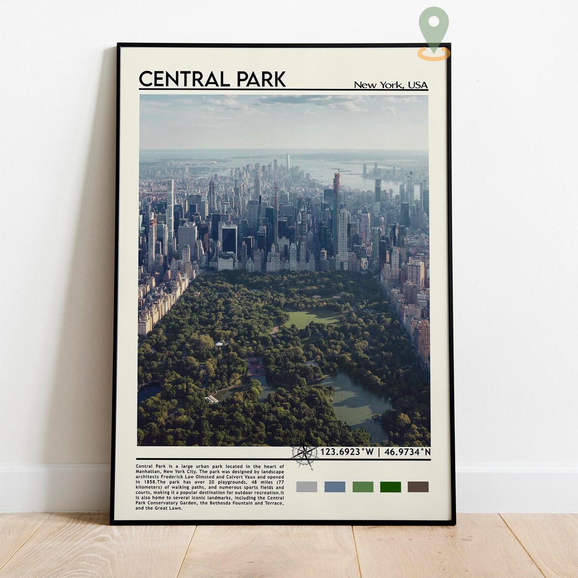 Central Park New York USA Aerial Manhattan Skyline Photo Poster - Image 5