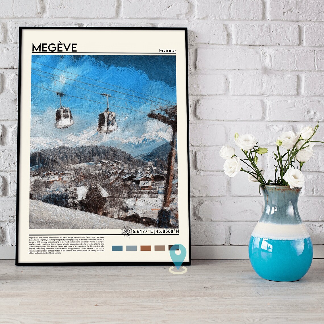 Megeve France Ski Gondola Alpine Village Photo Travel Wall Art - Image 3