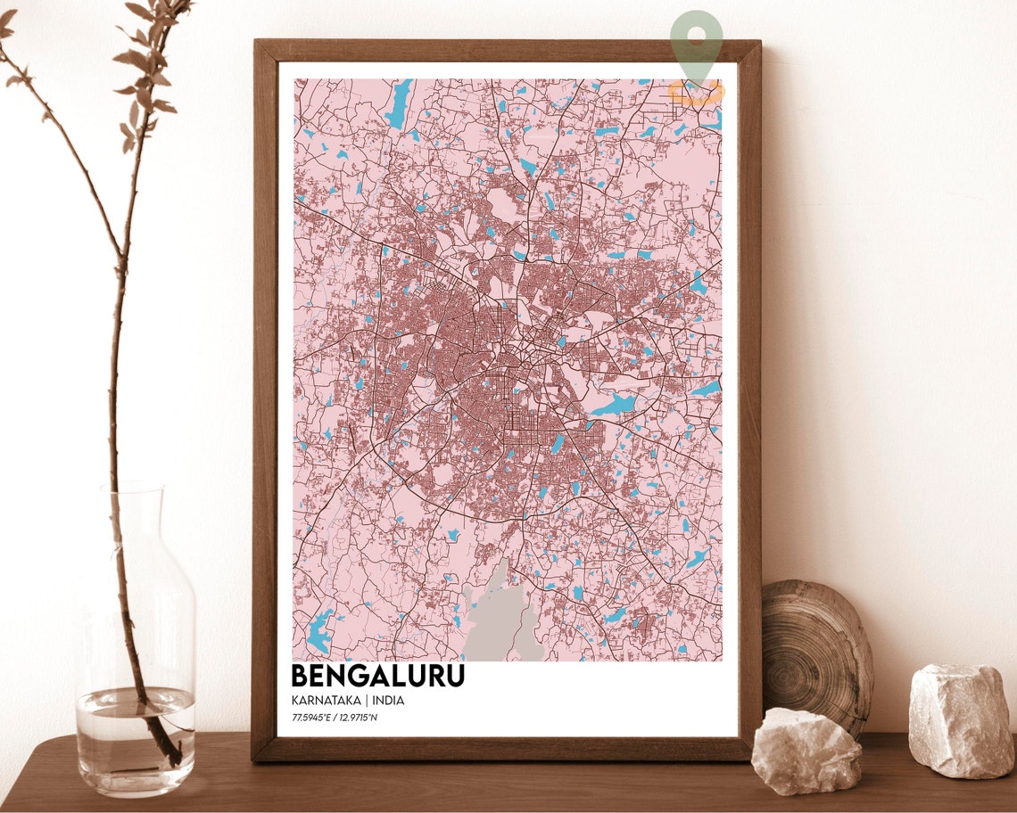 Bengaluru Karnataka India Deep Midnight Purple City Map Poster - Image 3