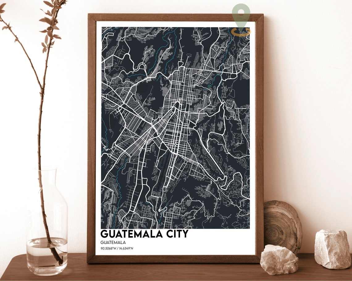 Guatemala City Guatemala Red Street Map Bold Modern Art Poster - Image 3