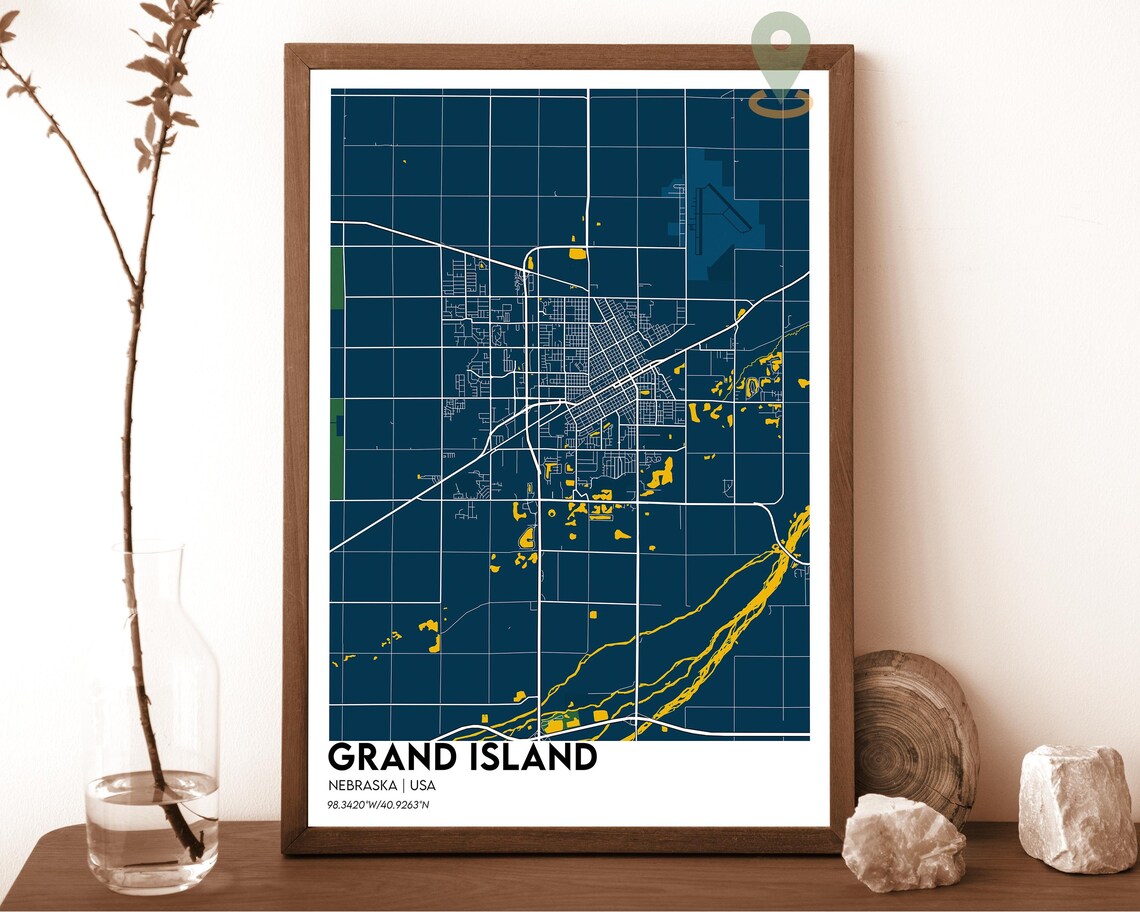 Grand Island Nebraska Crimson Red City Map Home Decor Poster - Image 6
