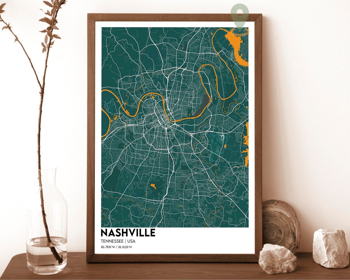 Nashville Map Nashville Map Print Nashville Personalized Map Nashville City Nashville Travel Poster Nashville Poster Nashville City