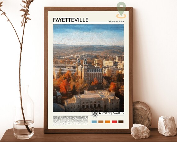 Fayetteville Arkansas University Campus Autumn Ozarks Travel Poster