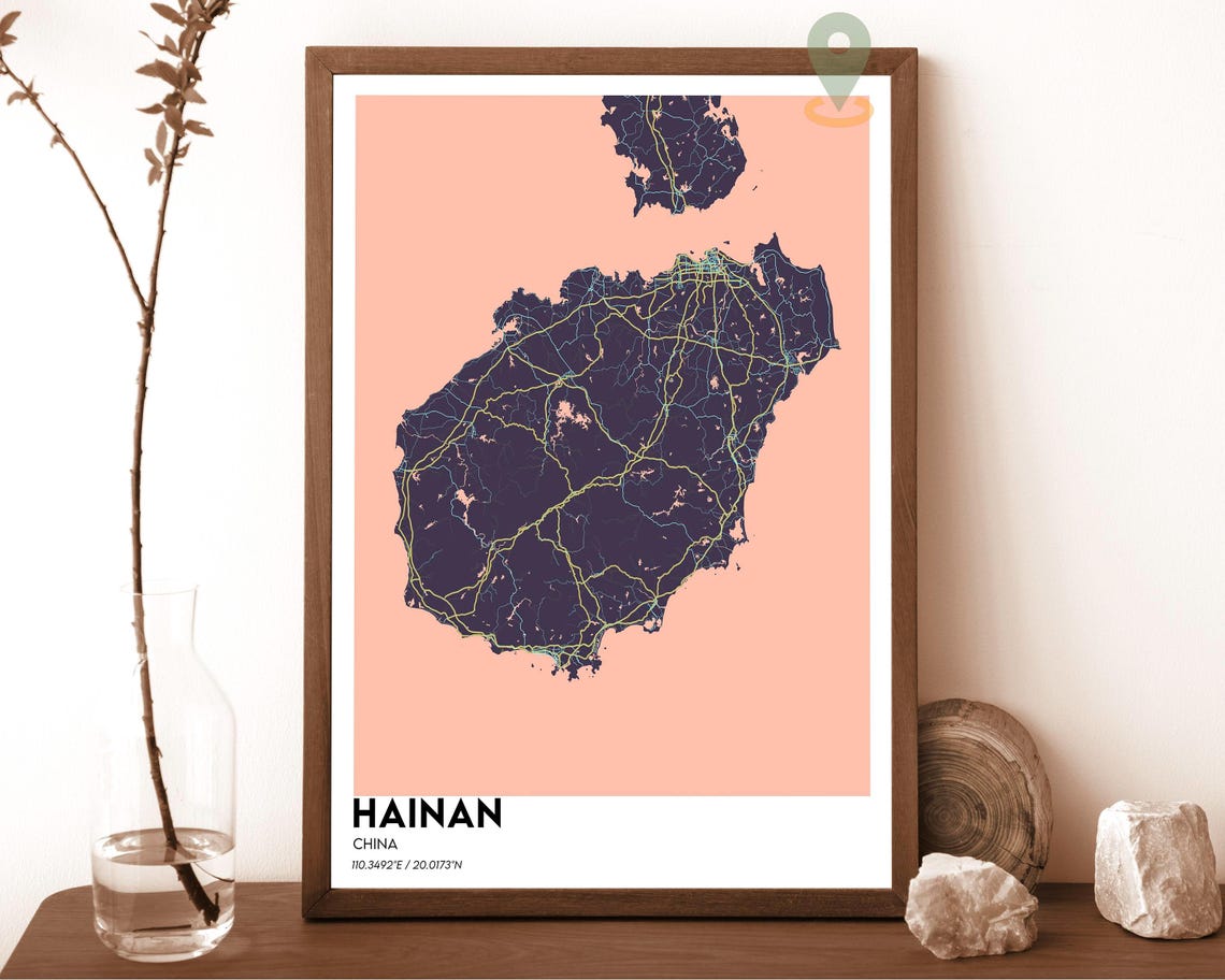 Hainan Map Hainan Map Print Hainan Wall Art Hainan Travel Poster Hainan Poster Hainan Photo Hainan City Map Hainan China - Image 5