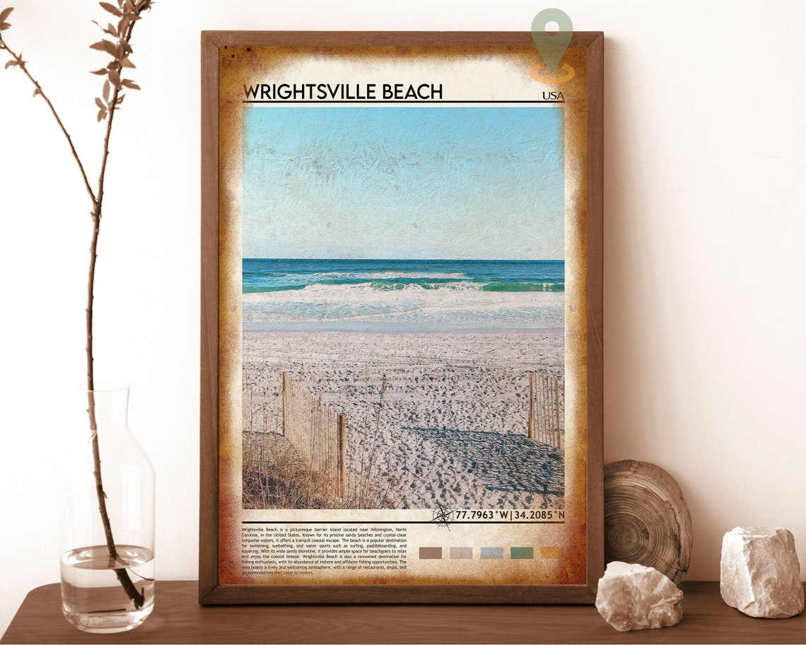Wrightsville Beach USA Ocean Waves Sandy Shoreline Beach Travel Poster - Image 6