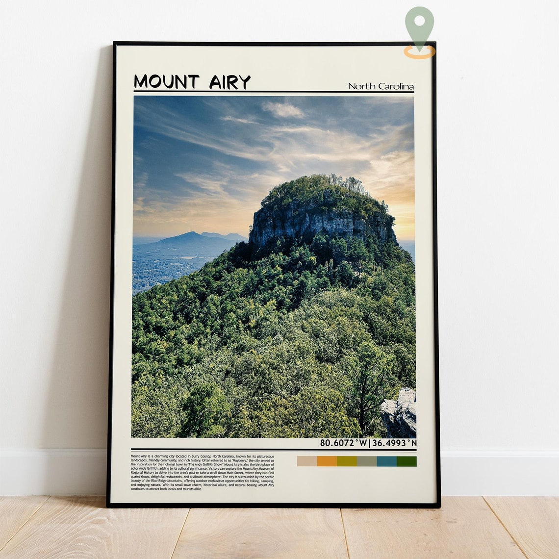 Mount Airy North Carolina Forest Mountain Rock Knob View Poster - Image 4