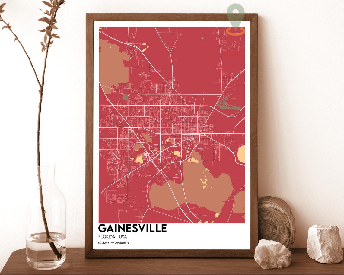 Gainesville Florida Navy Green Modern City Map Home Decor Poster - Image 6