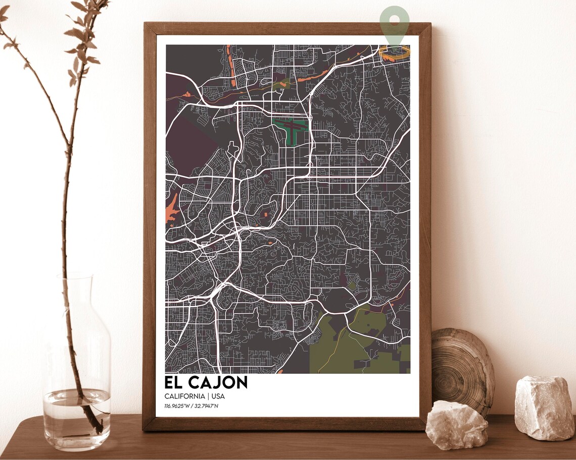 El Cajon California USA Emerald Forest Green City Street Map Poster - Image 5