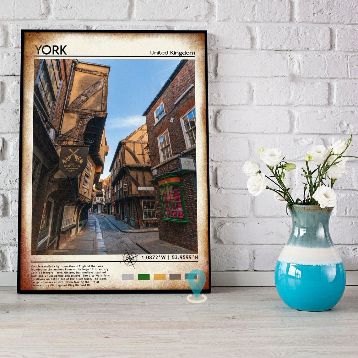 York England Medieval Shambles Street United Kingdom Travel Poster - Image 2