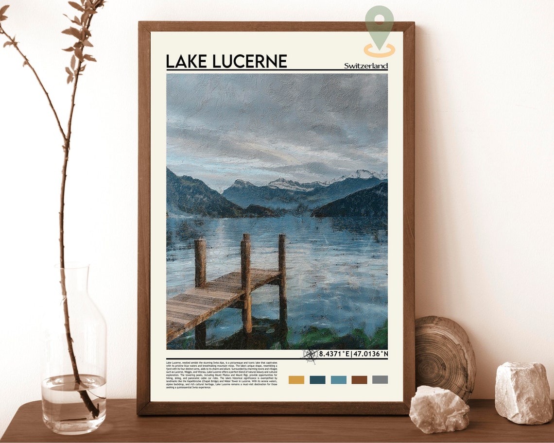 Lake Lucerne Print Lake Lucerne Poster Lake Lucerne Wall Art Lake Lucerne Travel Print Lake Lucerne Artwork Switzerland Travel Print