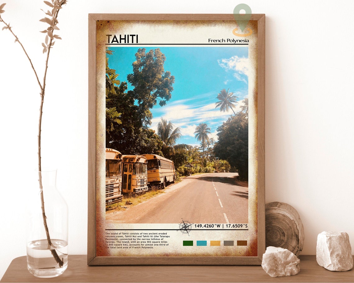 Tahiti Print Vintage Poster Tahiti Art Tahiti Poster Tahiti Photo Tahiti Poster Print Tahiti Wall Art French Polynesia Travel Gift - Image 6