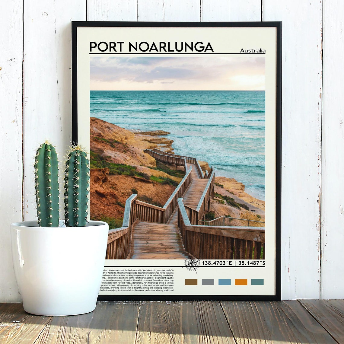 Port Noarlunga Australia Coastal Boardwalk Beach Ocean Photo Poster - Image 5