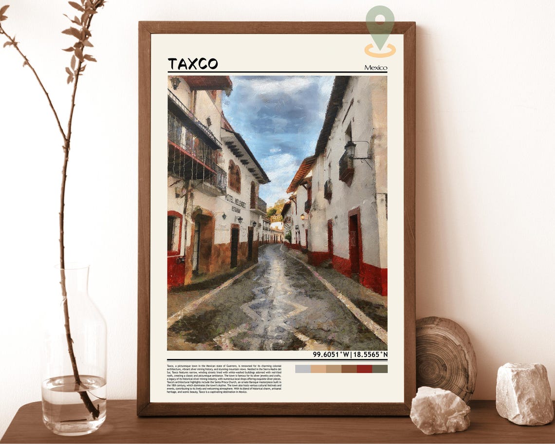 Taxco Print Taxco Poster Taxco Wall Art Taxco Travel Print Taxco Art Print Taxco Artwork Taxco Photo Mexico Print Taxco City Poster