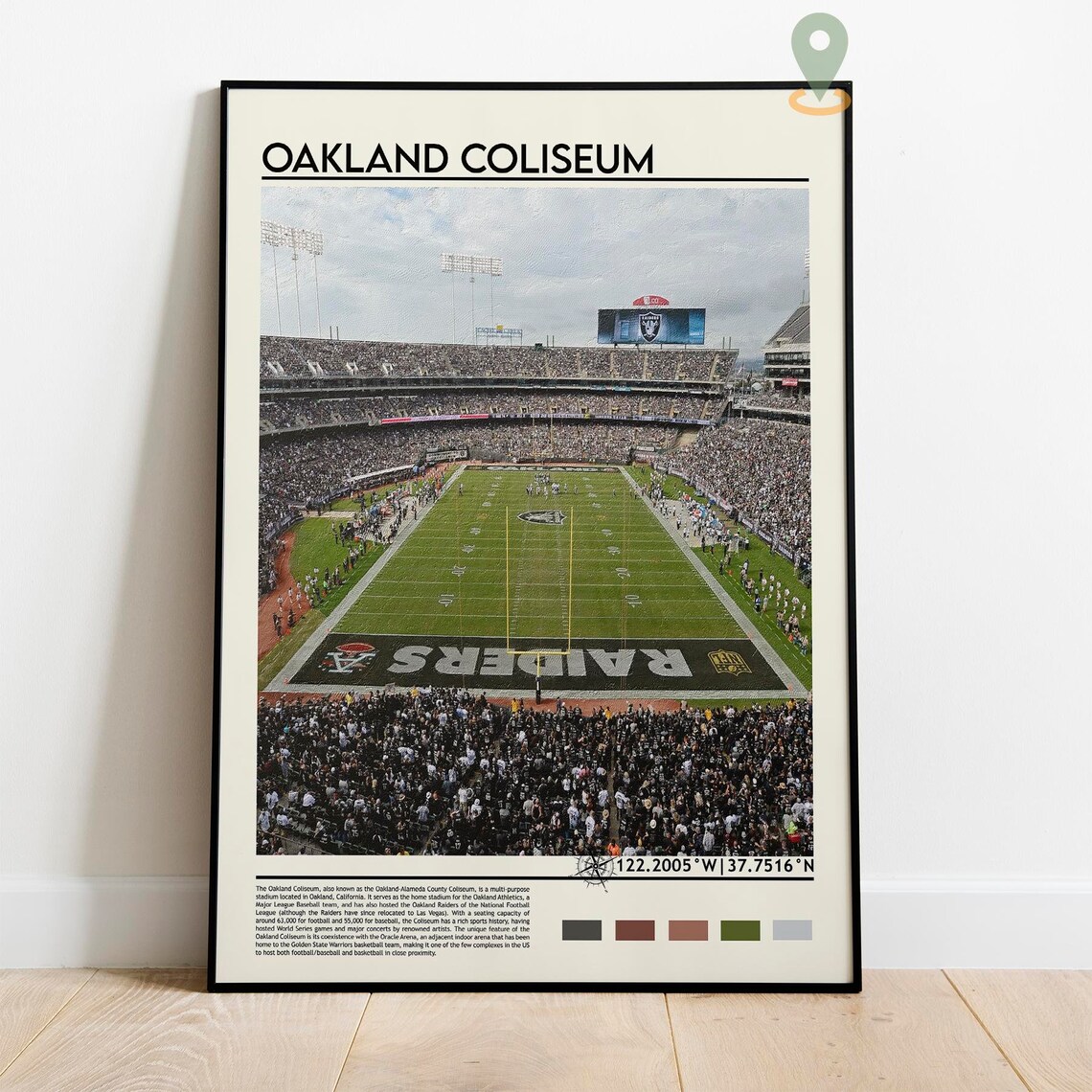 Oakland Coliseum Raiders Football Stadium Game Day Sports Poster - Image 3