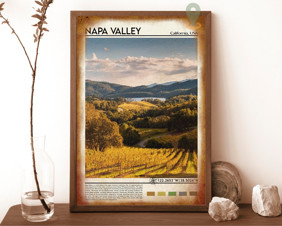 Napa Valley California Vineyard Autumn Hills Wine Country Poster - Image 6
