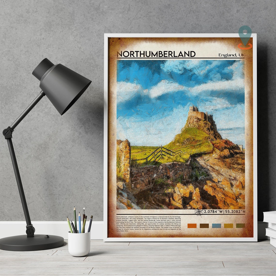 Northumberland Travel Print Northumberland Artwork Sea Travel Print Northumberland Print Northumberland Poster Northumberland Wall Art - Image 4