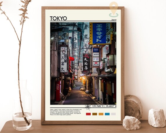 Tokyo Japan Neon Lit Backstreet Night Alley Photography Wall Art